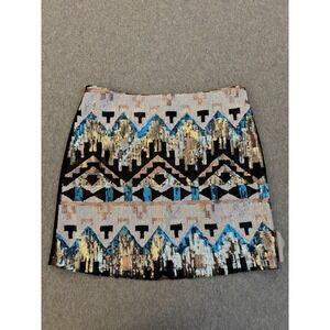 Lulumari Mini Skirt Women's Large Geometric Sequin Party Festival Party Club NWT